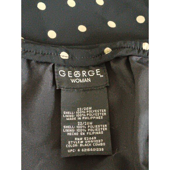 George Black Tan Polka Dot Skirt Elastic Waist Fully Lined Plus Size 22/24W - Picture 5 of 5